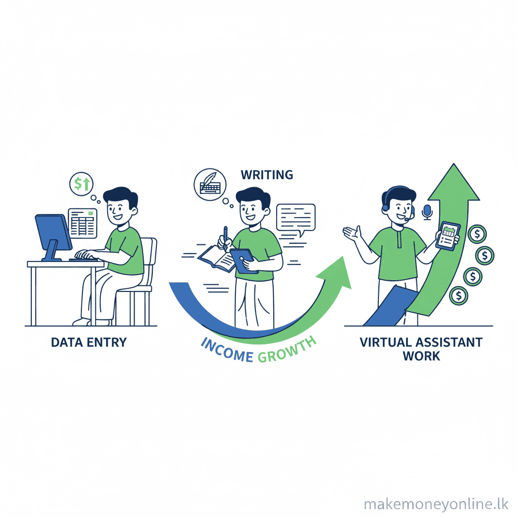 Data entry jobs verdict for Sri Lankan beginners showing income potential, transition to higher-value skills, and realistic earnings