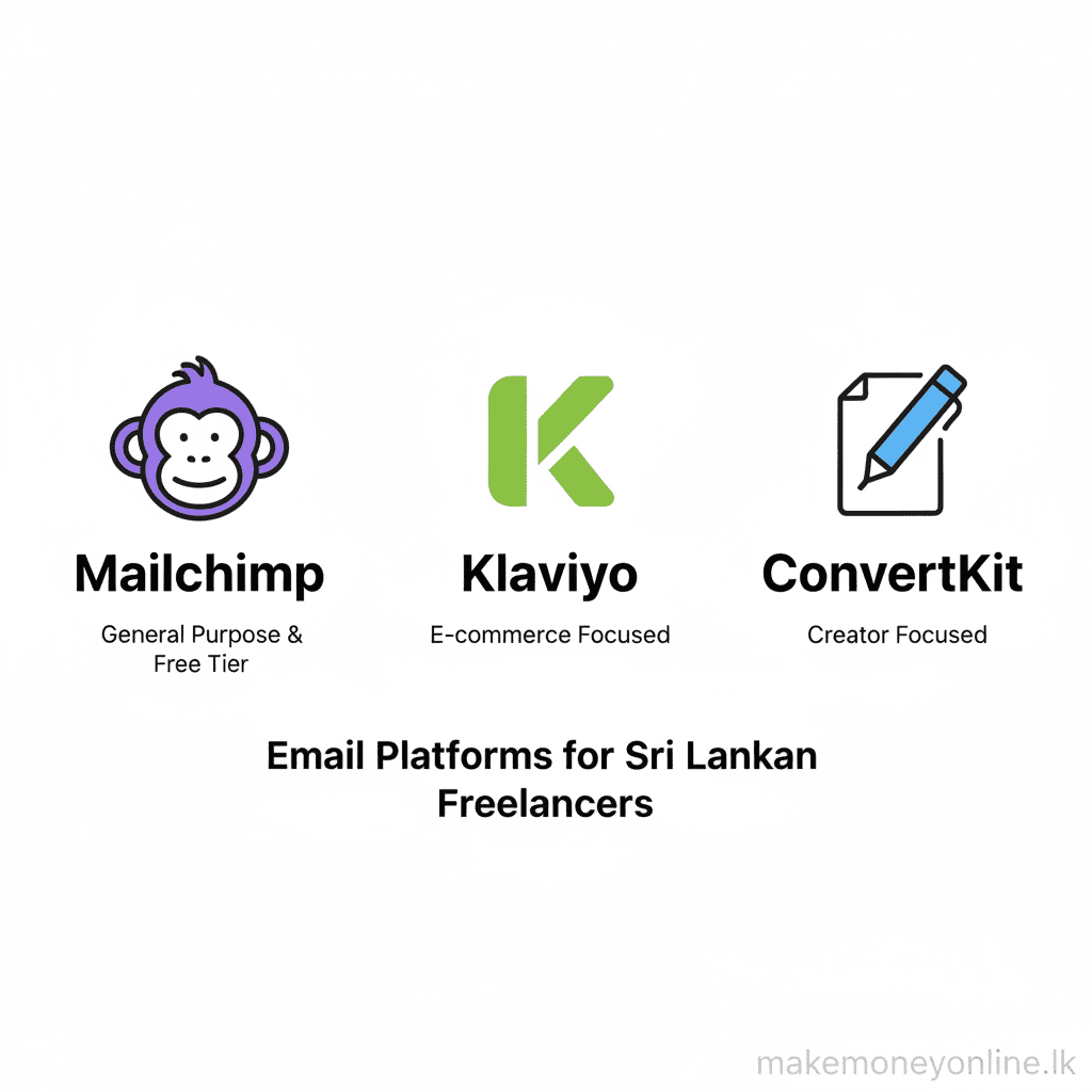 Email marketing platform comparison for Sri Lankan marketers including Mailchimp, Klaviyo, and ConvertKit