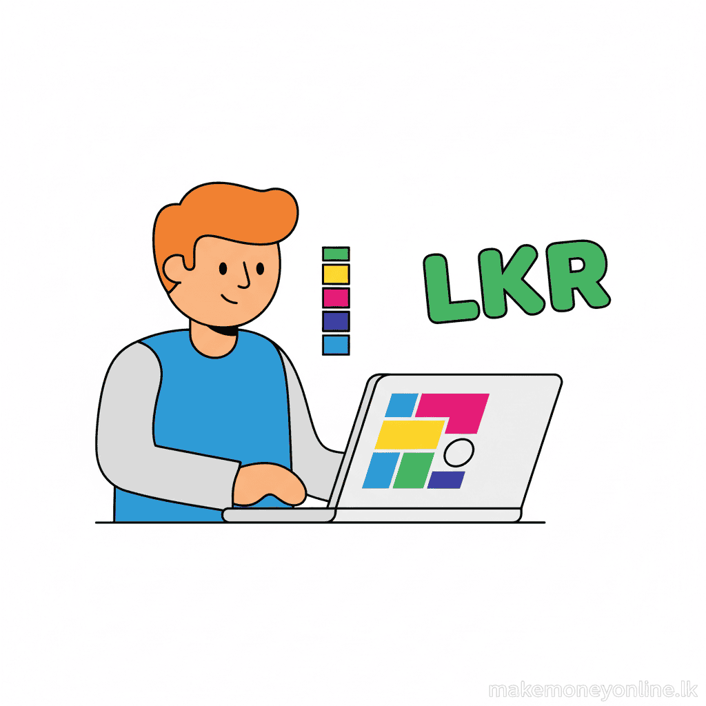 Graphic Design in Sri Lanka: Earn LKR 80,000+ Monthly (2026 Guide) Graphic design income in Sri Lanka showing design tools, brand assets, and LKR monthly earnings