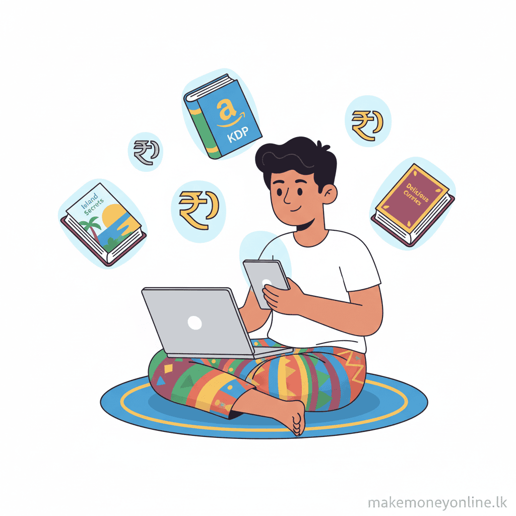 Selling books online from Sri Lanka overview showing KDP, ebook platforms, royalties, and LKR income