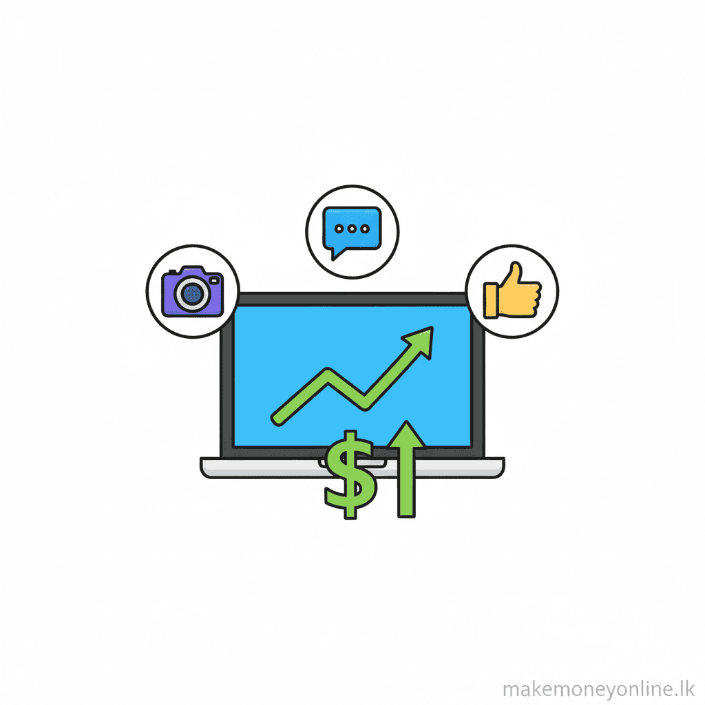 Social media management income potential in Sri Lanka showing monthly LKR earnings from one to five clients