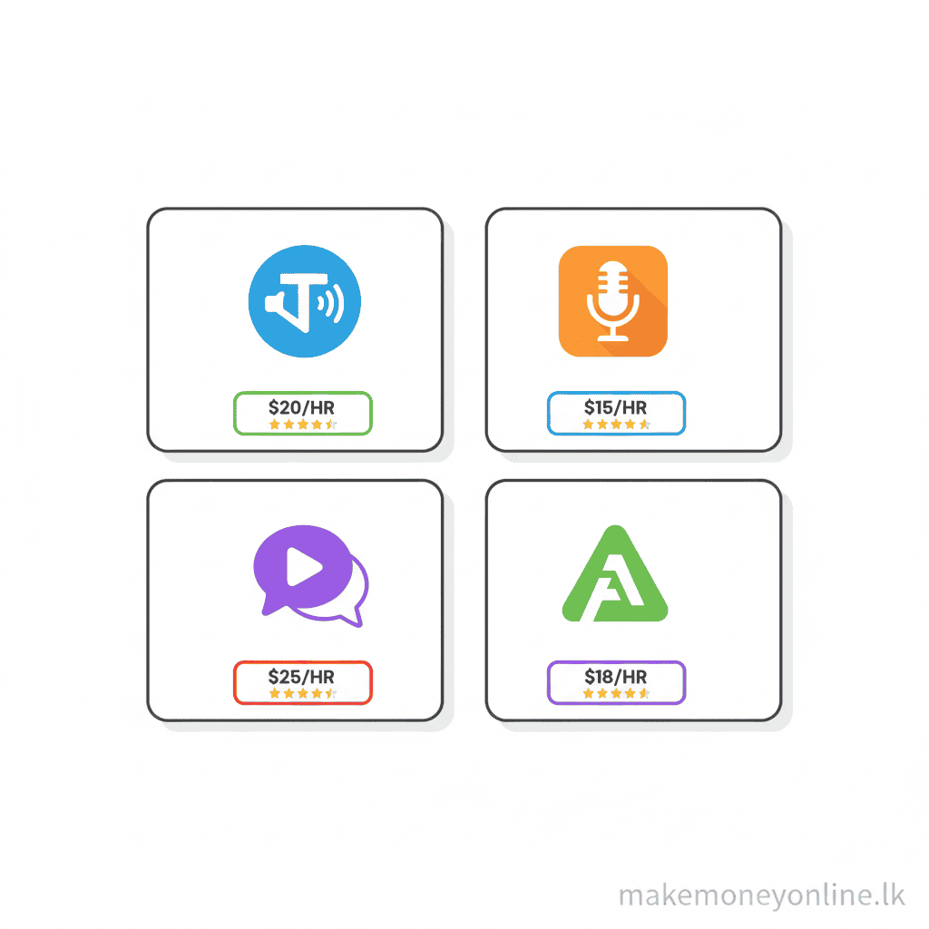 Best transcription platforms for Sri Lanka including Rev, TranscribeMe, and GoTranscript with pay rates