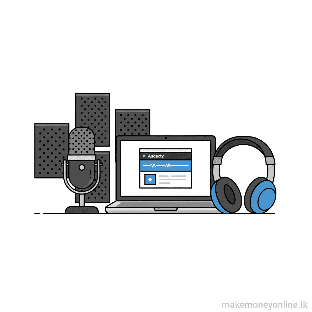 Voice-Over Work in Sri Lanka: Earn LKR 60,000+ Monthly (2026 Guide) Voice-over home studio equipment for Sri Lankan beginners including USB microphone, acoustic treatment, and recording software